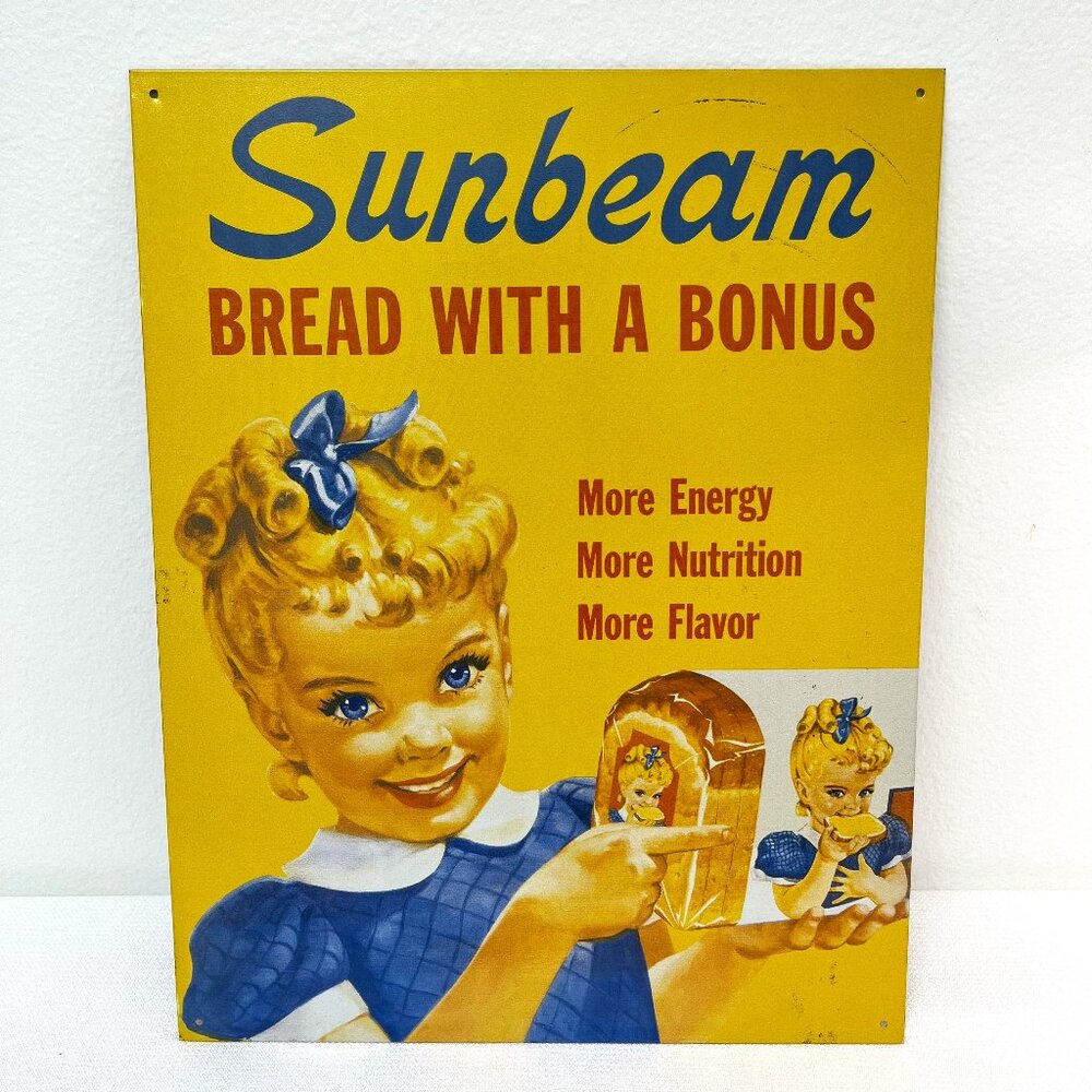 Retro Sunbeam Bread Yellow Metal Tin Sign Vintage Style Home Decor